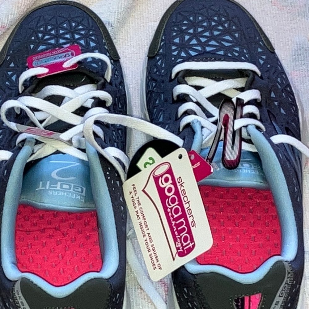 Sketchers GOFIT 2 Go Fit Presto Memory Foam Sneakers Shoes 8.5 Charcoal/Blue - Picture 5 of 16